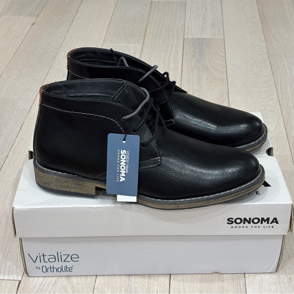 Sonoma Goods For Life® Bayport Chukka Leather Boots Size 10 Black